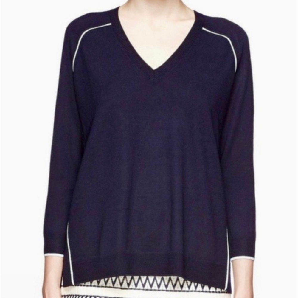 J.Crew Blue Merino Wool Tipped Side Panel Size Medium